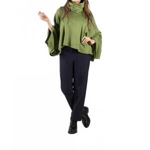 NEW PURE ESSENCE women's poncho with scarf in moss